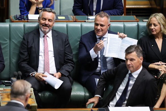 Shadow treasurer Tim Wilson and Opposition Leader Angus Taylor last week.