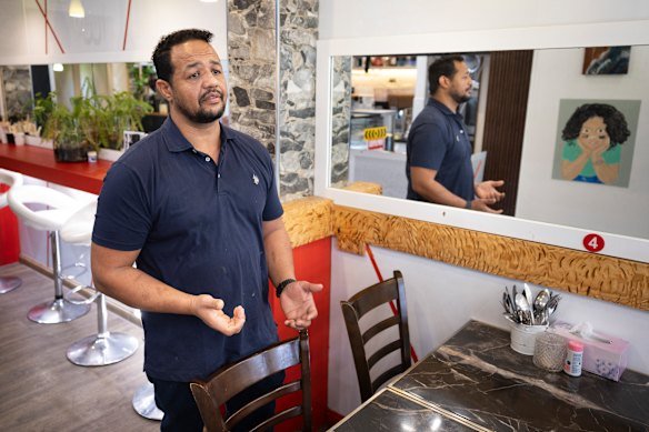 Khartoum City Cafe owner Hamada Ahmed inside his Footscray restaurant. 