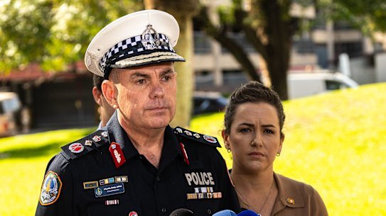 NT Police Commissioner Martin Dole and Northern Territory Chief Minister Lia Finocchiaro on Friday.