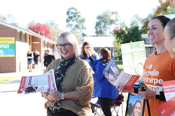 Michelle Milthorpe was buoyant on the campaign trail on Saturday in Albury. 
