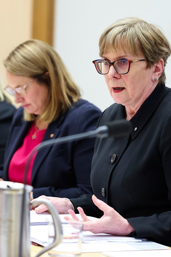 ACMA boss Nerida O’Loughlin during a Senate estimates hearing in February.