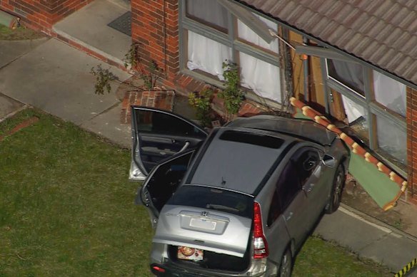 Victoria Police allege the man deliberately crashed the silver Honda CRV into a property in Dandenong North.  