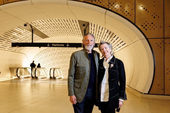 Susan and Garry Rothwell pictured in North Sydney following the announcement of their gift to the University of Sydney. They chose the location because they admire the new Victoria Cross metro station.