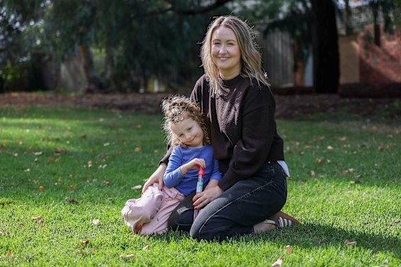 “One and done” families like Elise Tobin’s are becoming the norm due to the cost of living, housing affordability and worry about the future. Tobin is pictured with her four-year-old daughter, Hazel.