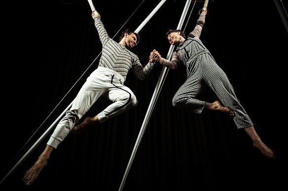 I’ve got you: Jonathan Morgan and Charice Rust in rehearsal with their One Fell Swoop Circus.