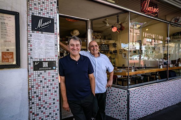 Mario Maccarone and Mario De Pasquale. In 1986, after running a catering business, “We found an old deli in Fitzroy, spent $125 decorating it and opened Marios,” says Maccarone. 