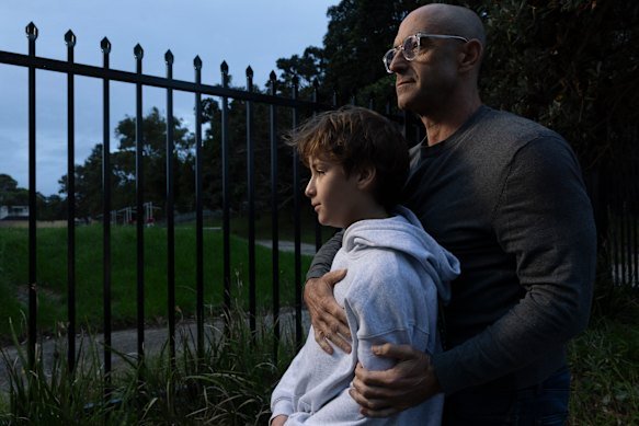 Robert Kantor with his son, Joseph, who used to love to play on the fields of Rose Bay Secondary School.
