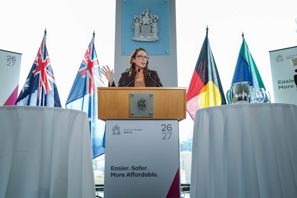 Treasurer Jaclyn Symes on budget day. 