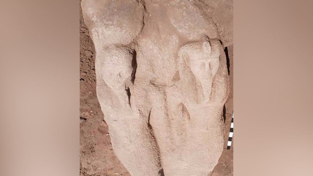 Ramses II statue at excavation site