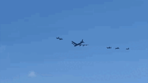 EXCLUSIVE: Air Force debuts historic 8-ship bomber-fighter formation over Miami Beach EXCLUSIVE: Air Force debuts historic 8-ship bomber-fighter formation over Miami Beach