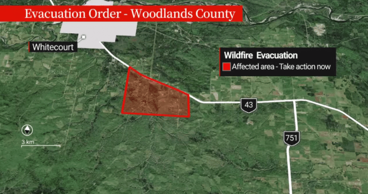 Out-of-control wildfire prompts evacuation south of Whitecourt Out-of-control wildfire prompts evacuation south of Whitecourt