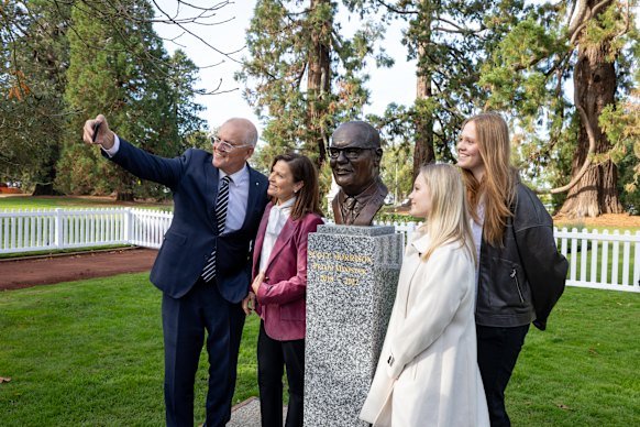 Scott Morrison and his family take a selfie to commemorate the moment.