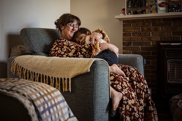 Rachel Medlock and son Sonny, 4, who gets NDIS support.