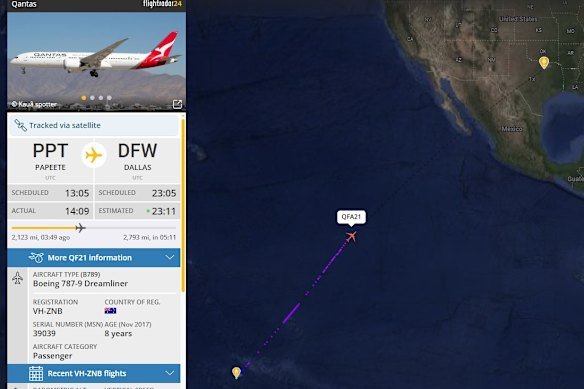 Qantas QF21 from Melbourne to Dallas diverted to Tahiti due to a disruptive passenger who allegedly bit a crew member.
