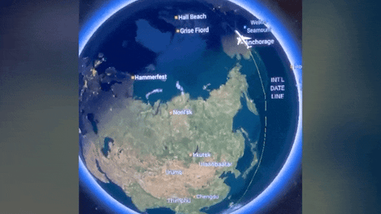 Flight path over Alaska - free from a Wi-Fi connection.