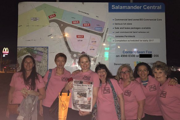 The ‘Pink Ops’ social group on a weekend away marking Roxanne Thornton’s 40th birthday. Gail Connolly is second from the left and Thornton is third from the left. Angela Jones-Blayney is on the right. None of the others in the photo are being investigated by the commission in Operation Navarra.