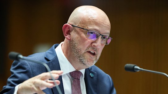 ASIO Director-General Mike Burgess at a  parliamentary hearing last month.