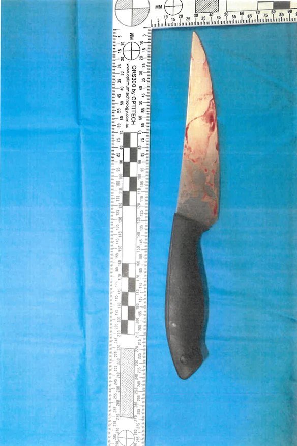 One of the two knives used in the attack against school principal Aaron Sykes. 