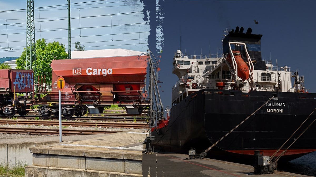 Cargo train and tanker in Hormuz strait