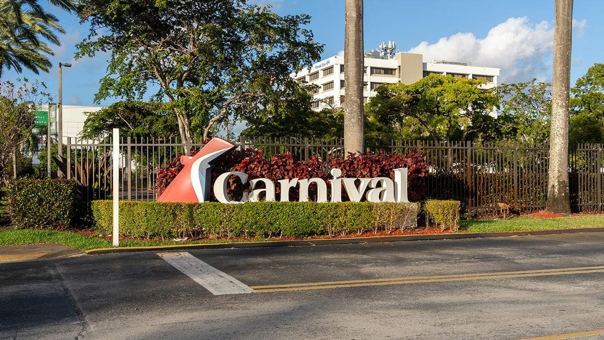 Carnival Cruise Line logo sign at headquarters in Miami Florida
