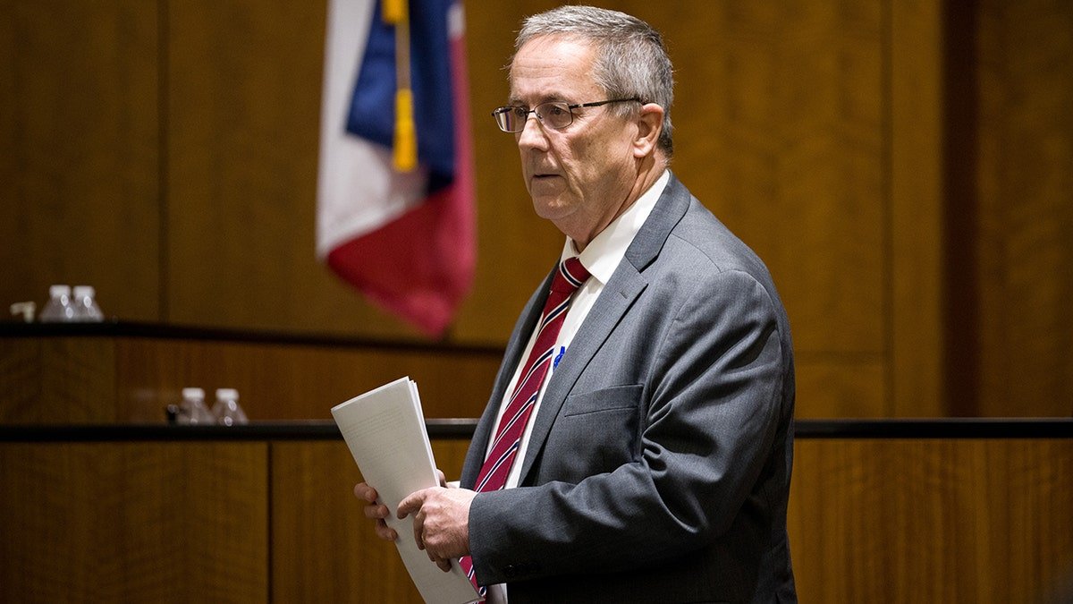 Utah County Attorney Jeff Gray standing in a courtroom during a hearing