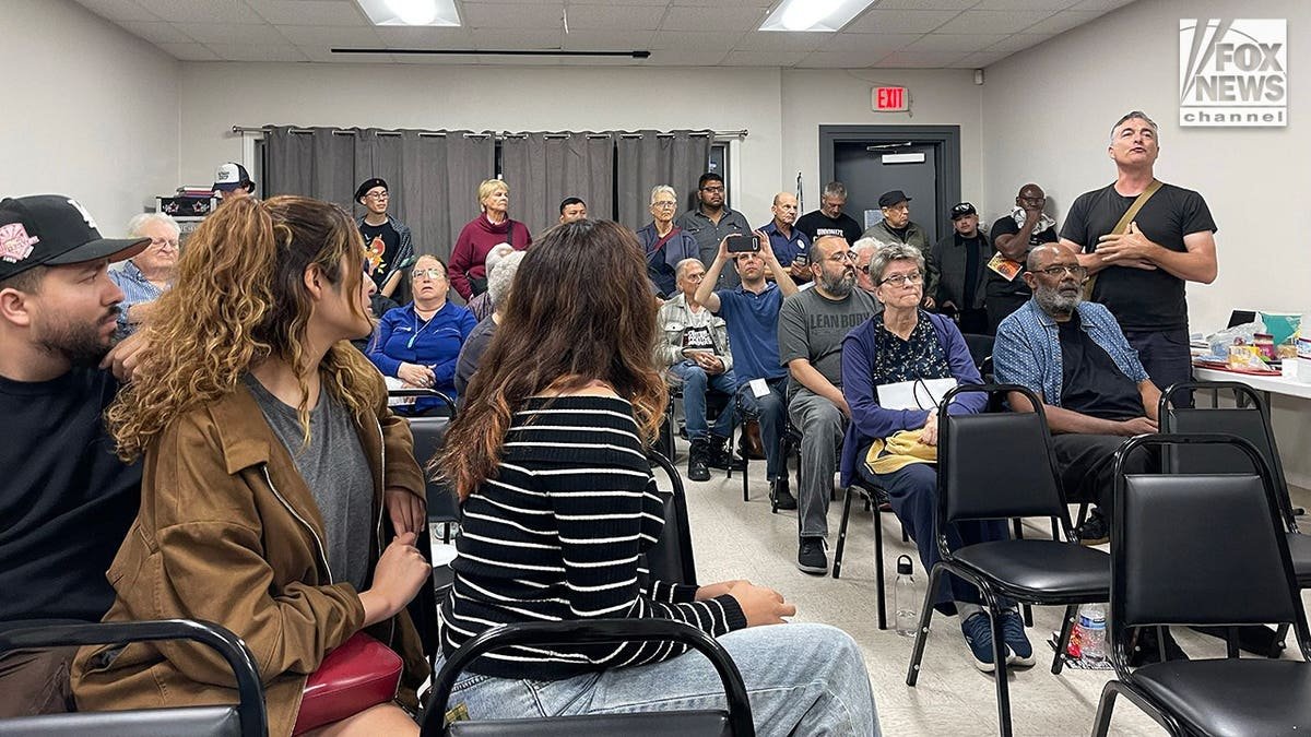 Members of the Communist Party of Cuba meeting at Machinists Hall in Wilmington, Calif.