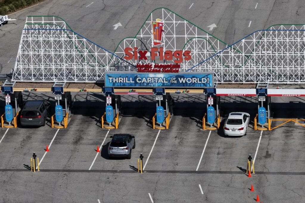 Six Flags Magic Mountain on lockdown as armored police trucks roll in