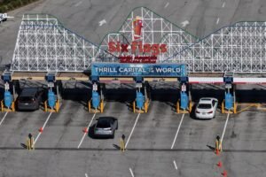 Six Flags Magic Mountain on lockdown as armored police trucks roll in