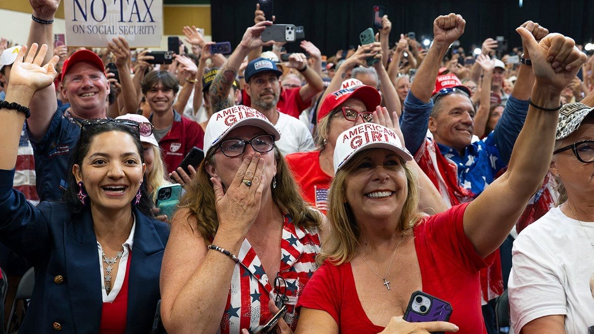US President Donald Trump arriving to give a speech in The Villages, Florida