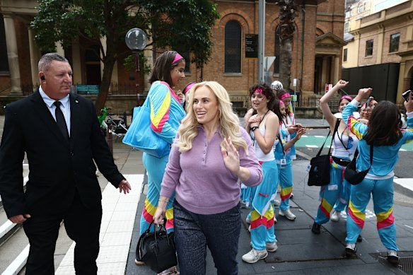 Rebel Wilson outside the Federal Court last week.