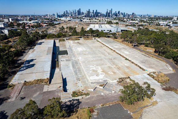 The site of a new data centre fast-tracked for Port Melbourne, pictured in February.