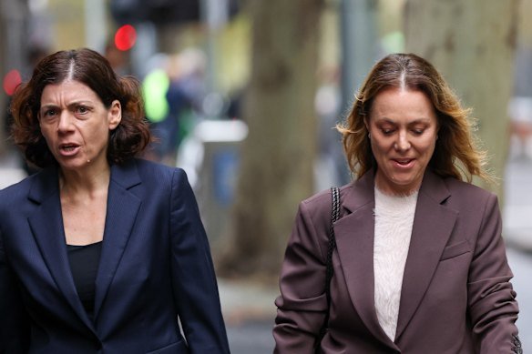 Cate Sayers is being represented by Sue Chrysanthou, SC (left).