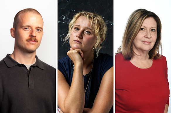 Herald Walkley nominees Angus Thomson, Audrey Richardson and Linda Morris.