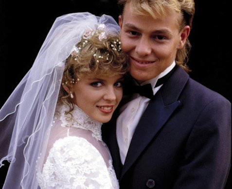 Kylie Minogue and Jason Donovan, who famously played Charlene and Scott in Neighbours.