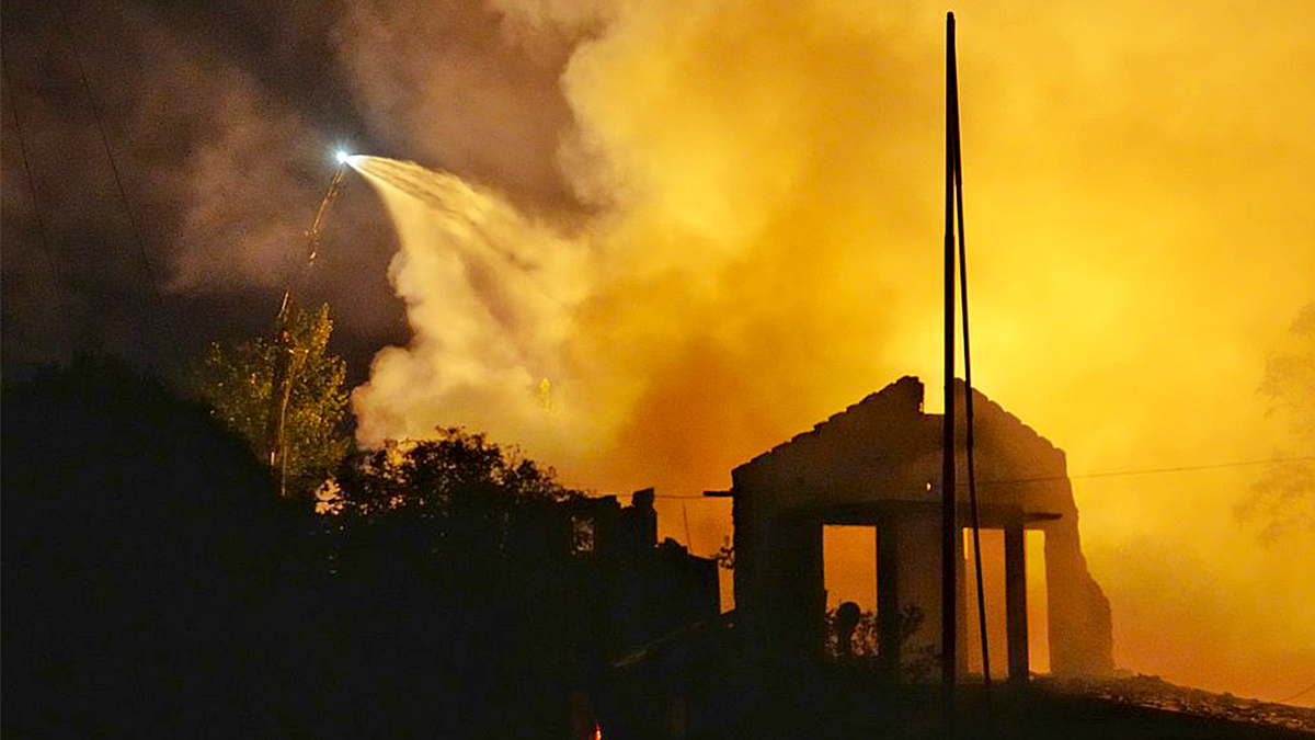 A fire after an explosion in China
