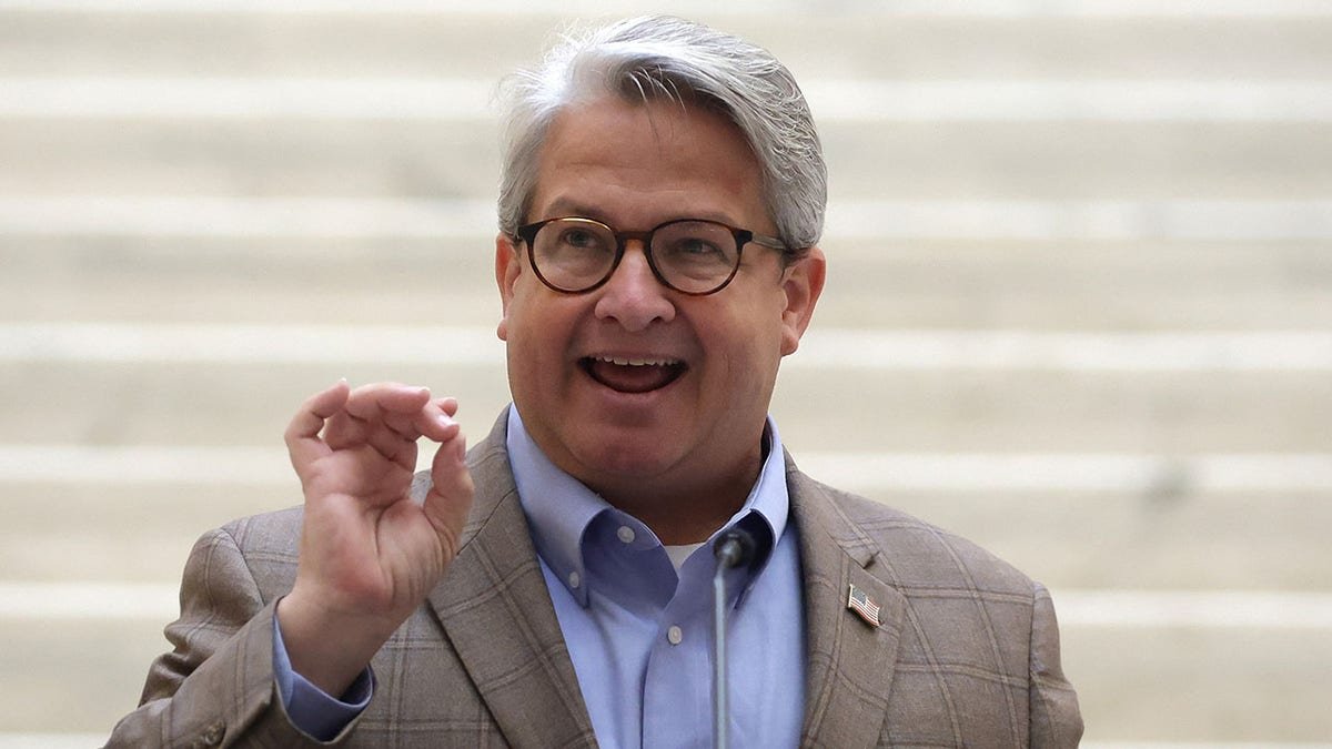Gabriel Sterling speaking at a news conference at the Georgia State Capitol in Atlanta