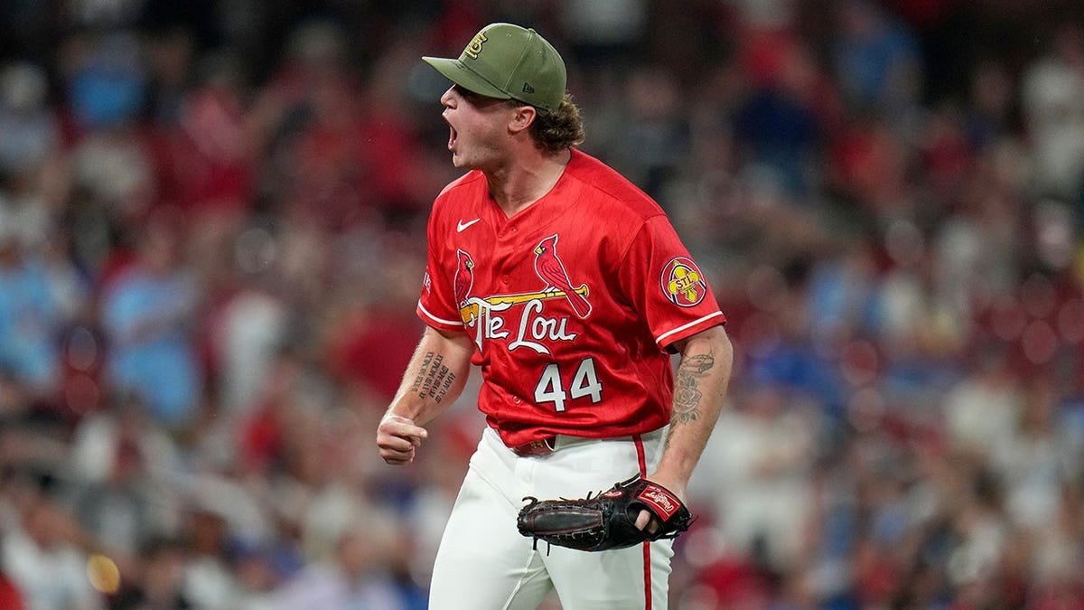 St. Louis Cardinals pitcher Gordon Graceffo celebrating on the mound