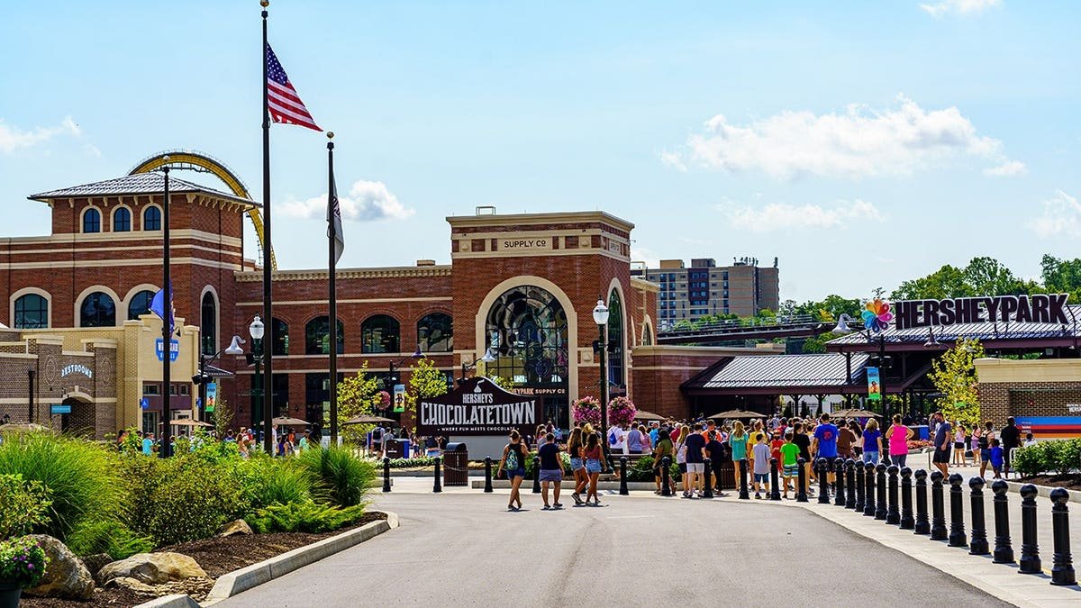 The new entrance to Hersheypark in Hershey, Pennsylvania