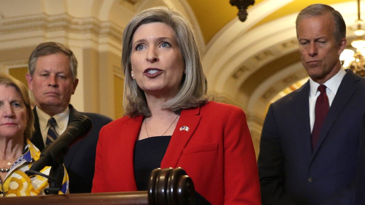 Sen. Joni Ernst speaks during press conference