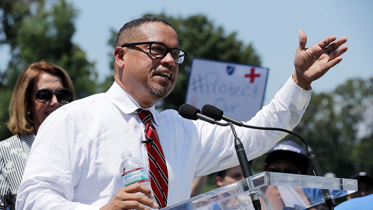 Rep. Keith Ellison speaking at a rally outside the U.S. Capitol