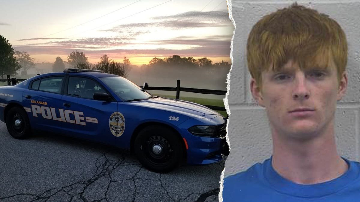 split image of Erlanger police car and Wyatt Testerman
