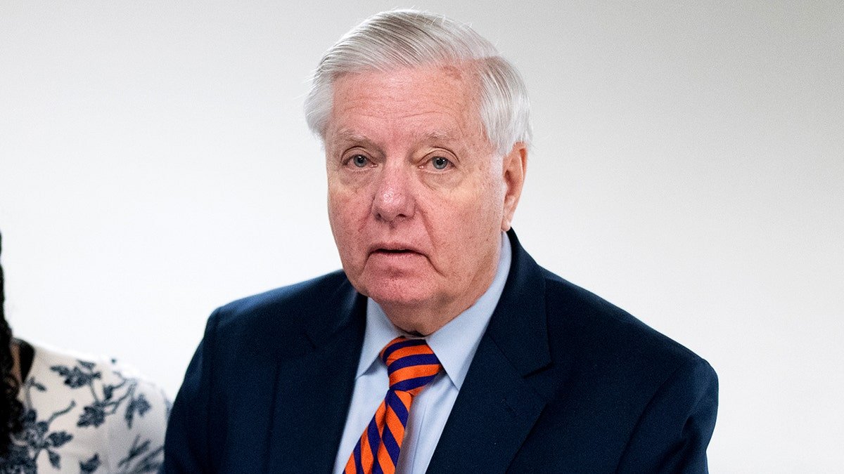 Sen. Lindsey Graham speaking with reporters in the U.S. Capitol