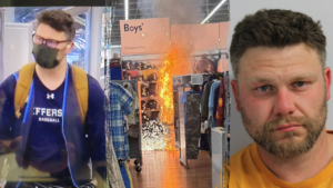 Masked suspect charged with using fuel, fireworks in Walmart kids section as cover for massive jewelry heist Masked suspect charged with using fuel, fireworks in Walmart kids section as cover for massive jewelry heist