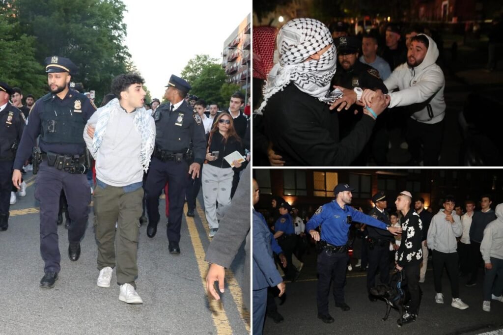 At least 3 arrested after anti-Israel mob clashes with counter-protesters near NYC synagogue At least 3 arrested after anti-Israel mob clashes with counter-protesters near NYC synagogue