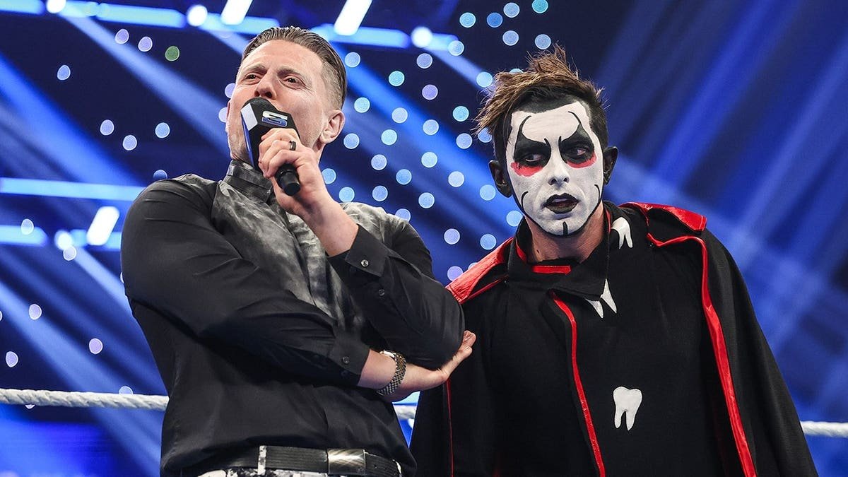 Miz speaking with Danhausen during SmackDown at BOK Center in Tulsa, Oklahoma