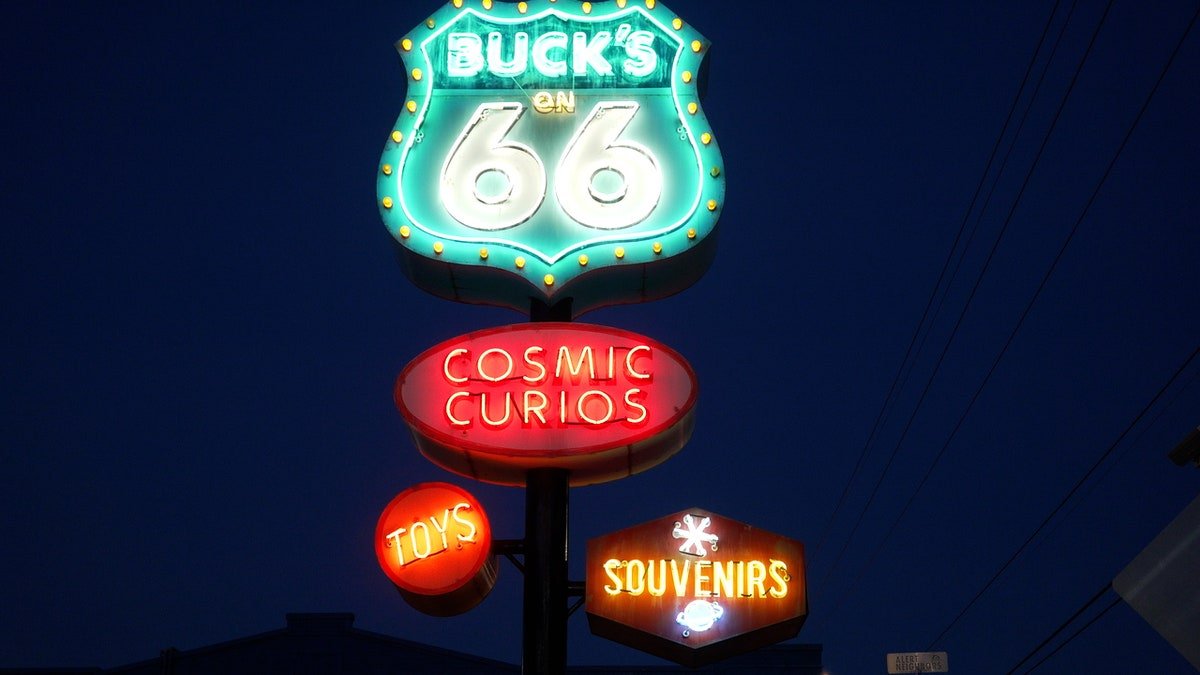 Neon sign along Route 66 in Tulsa