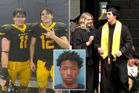 Texas teen Austin Metcalf’s twin brother accepts posthumous diploma at graduation — year after deadly track meet stabbing