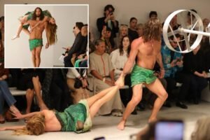 Runway model dragging ‘lifeless’ woman sparks fierce debate: ‘Stupidity’ Runway model dragging ‘lifeless’ woman sparks fierce debate: ‘Stupidity’