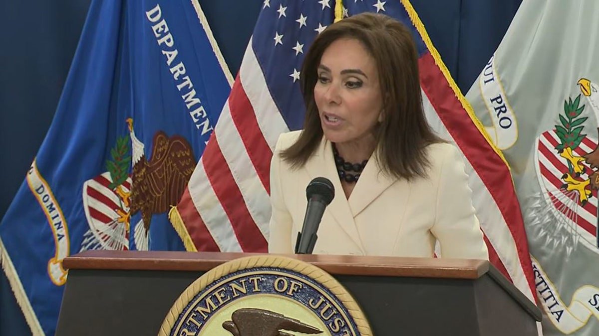 U.S. Attorney Jeanine Pirro speaking at a news conference