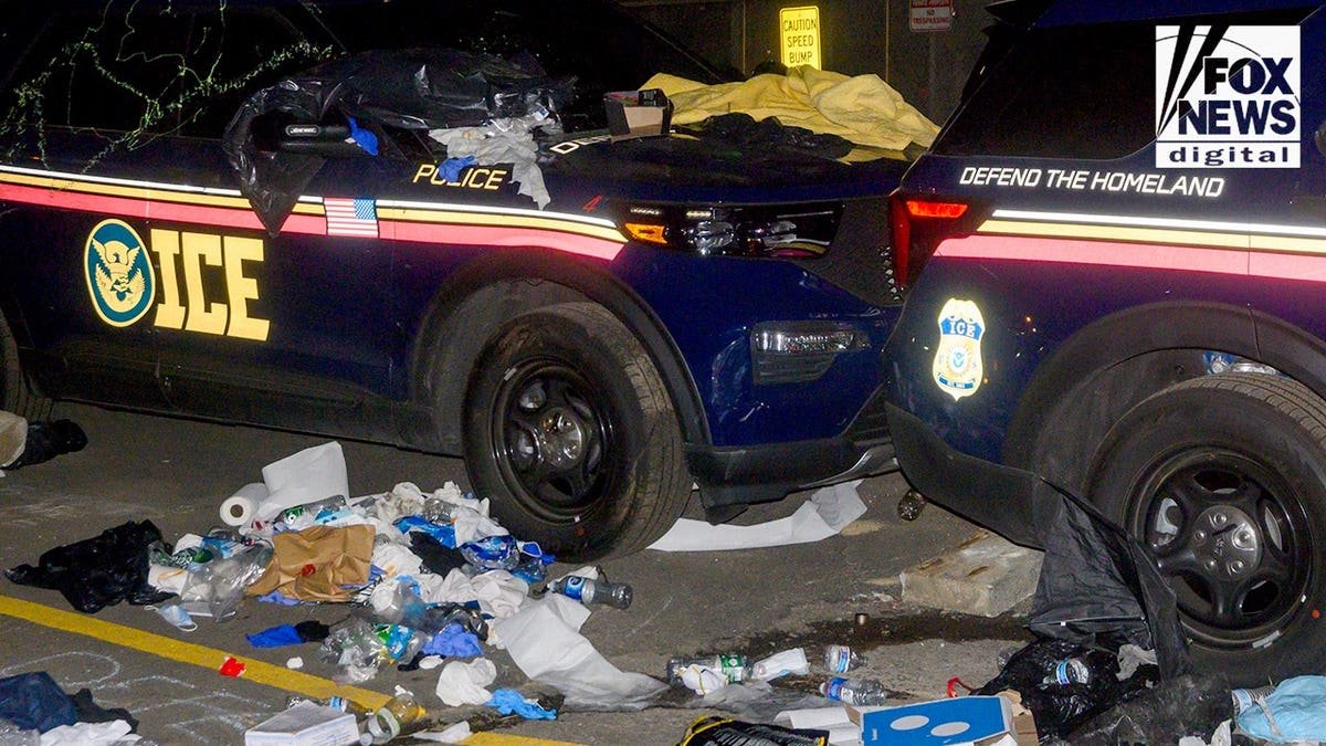 ICE car in Newark, New Jersey smashed